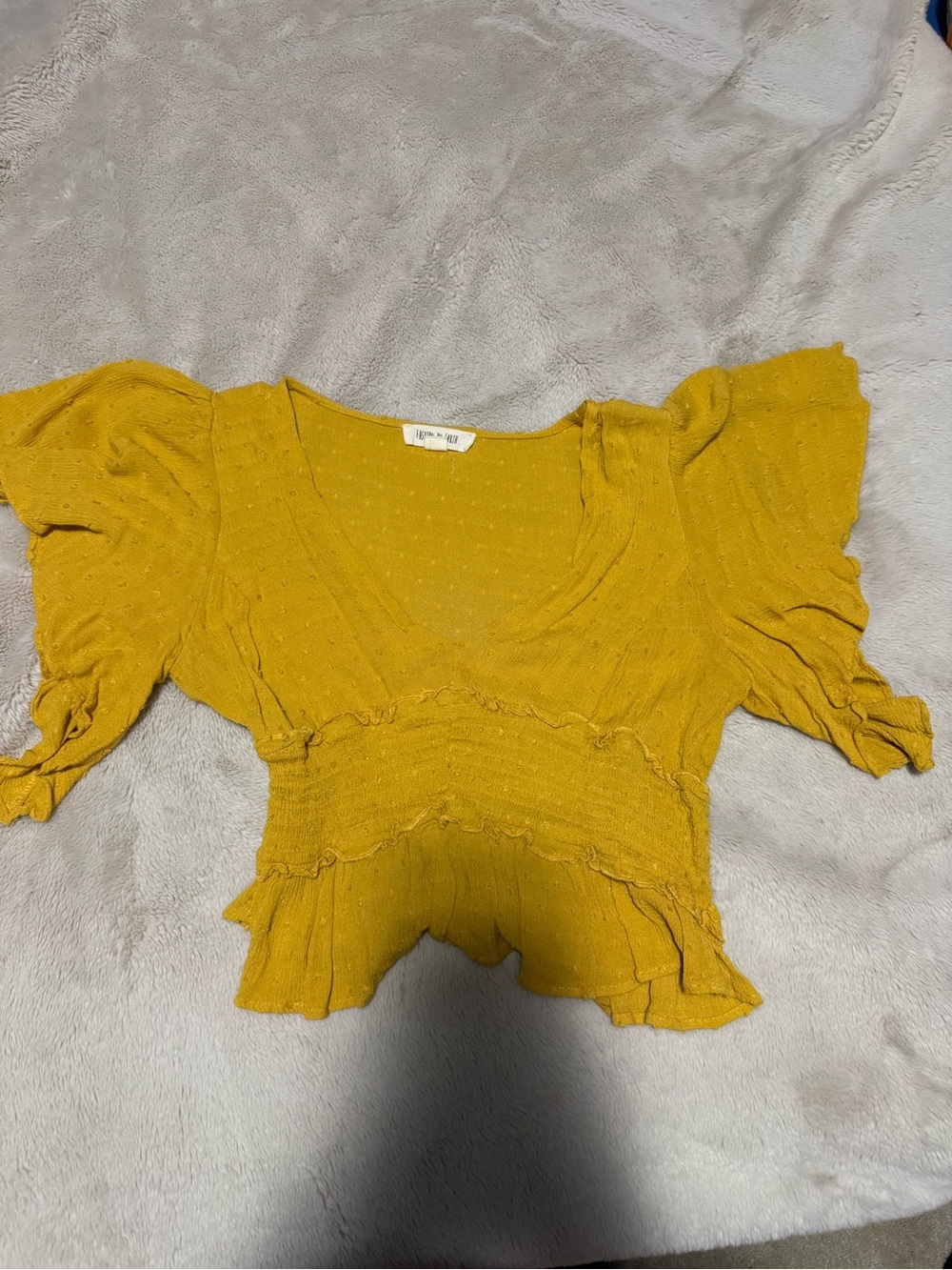 Smocked Ruffle Crop Top in Mustard